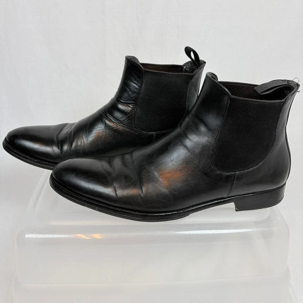 To Boot New York Adam Derrick Men Black Leather Chelsea Boots Italy 9.5 Beatnik